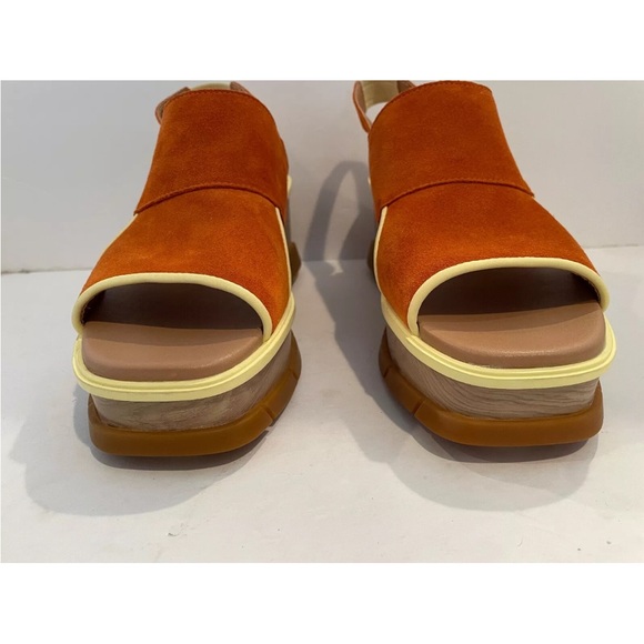 SOREL Women’s 12 Joanie III Slingback Platform Sandals Orange Suede - Picture 7 of 11